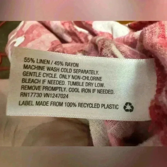 Rhode Linen Blend Floral Midi Womens Dress 18 Zinnia Ruffle Hem - Picture 5 of 6